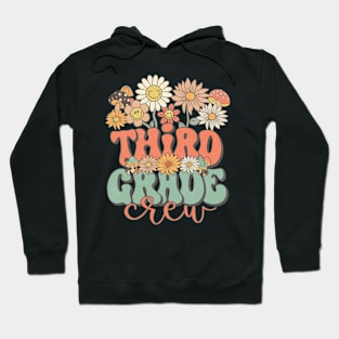 Third Grade Crew Retro Groovy Daisy Back To School Funny Teacher Girls Hoodie